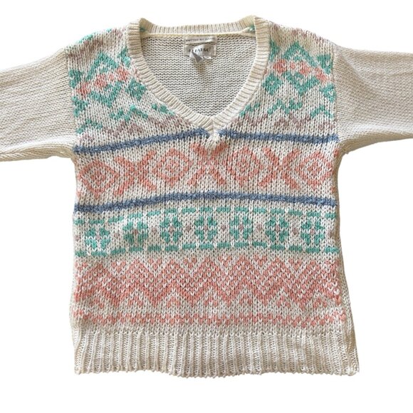 VTG Fair Isle Hand Knit V-Neck Sweater J.J. Fargo Brand - Picture 2 of 4